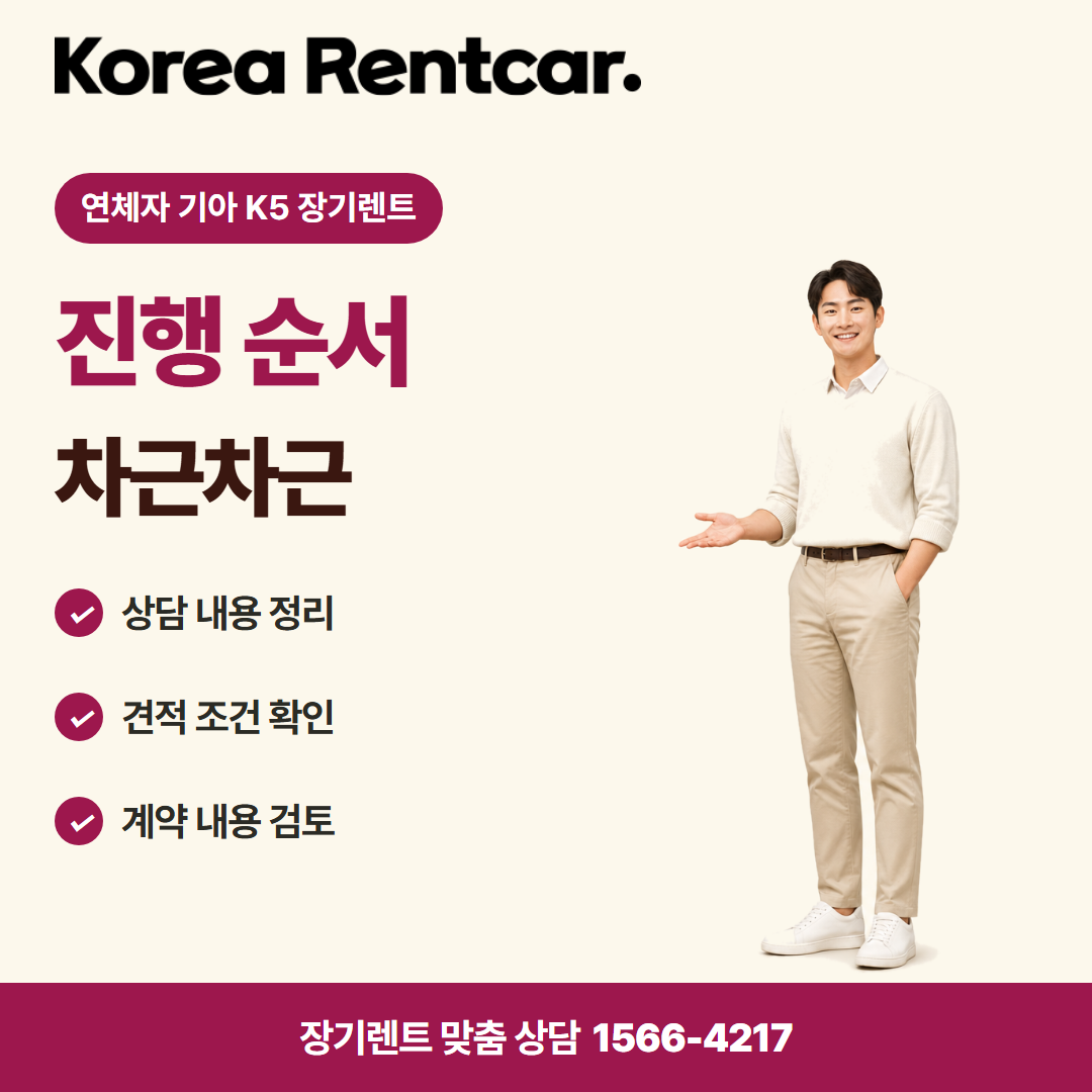 연체자 기아 K5 장기렌트 · 이용 절차 카드뉴스